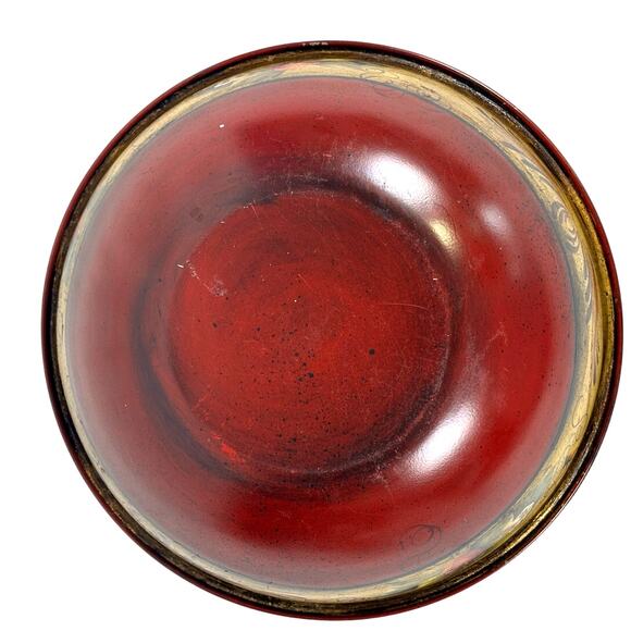 Tole Folk Art Hand Painted Red Strawberry Floral Large Stainless Serving Bowl - Picture 6 of 6